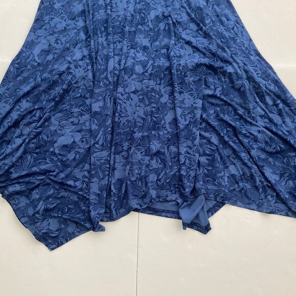 GAP Blue Floral Jersey Tiered Handkerchief Hem Maxi Skirt Small Tall - Picture 3 of 6